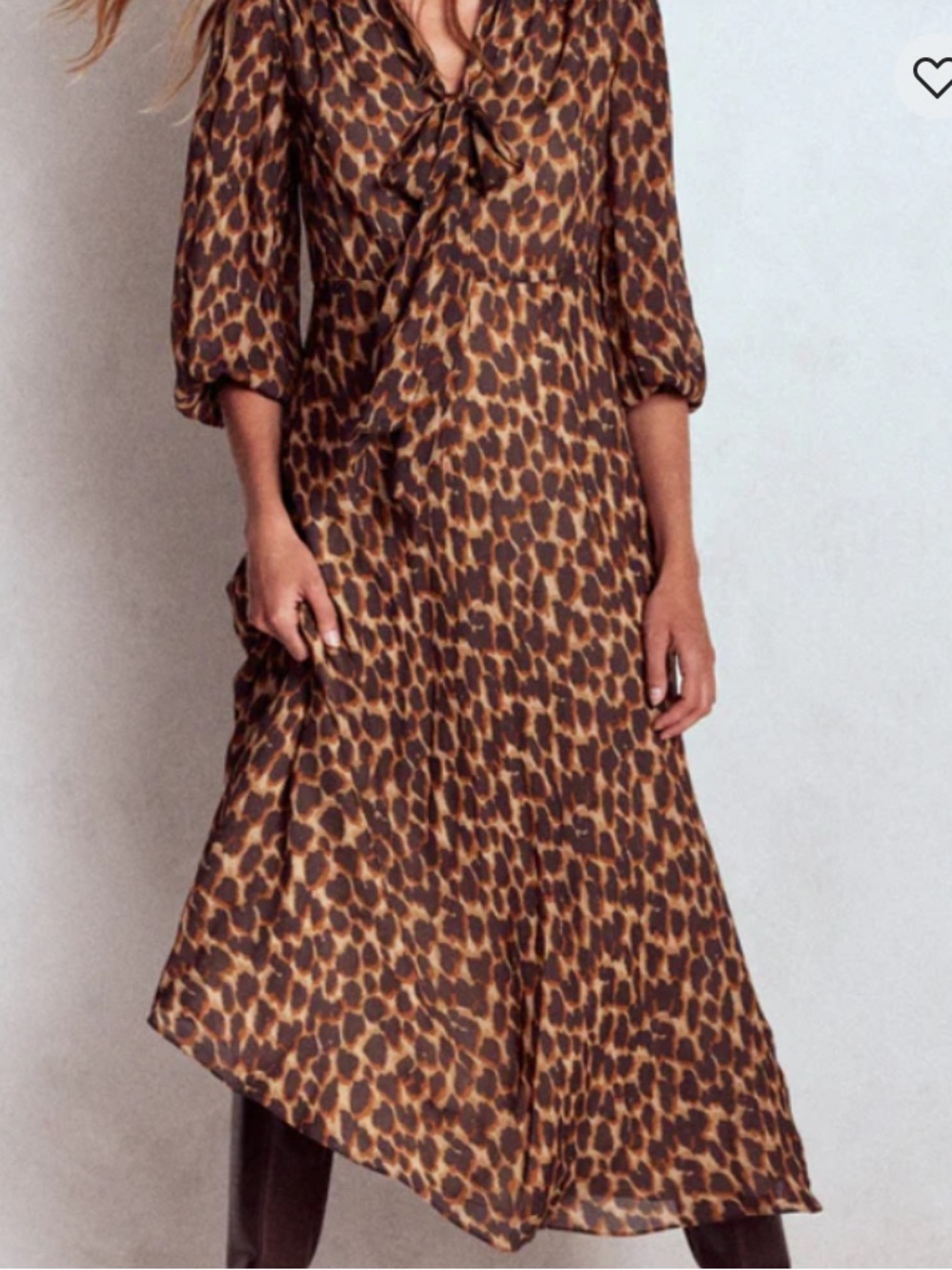 Boden Brooke Tie Neck Tea Dress Sand, Abstract Leopard Spot Size 2P